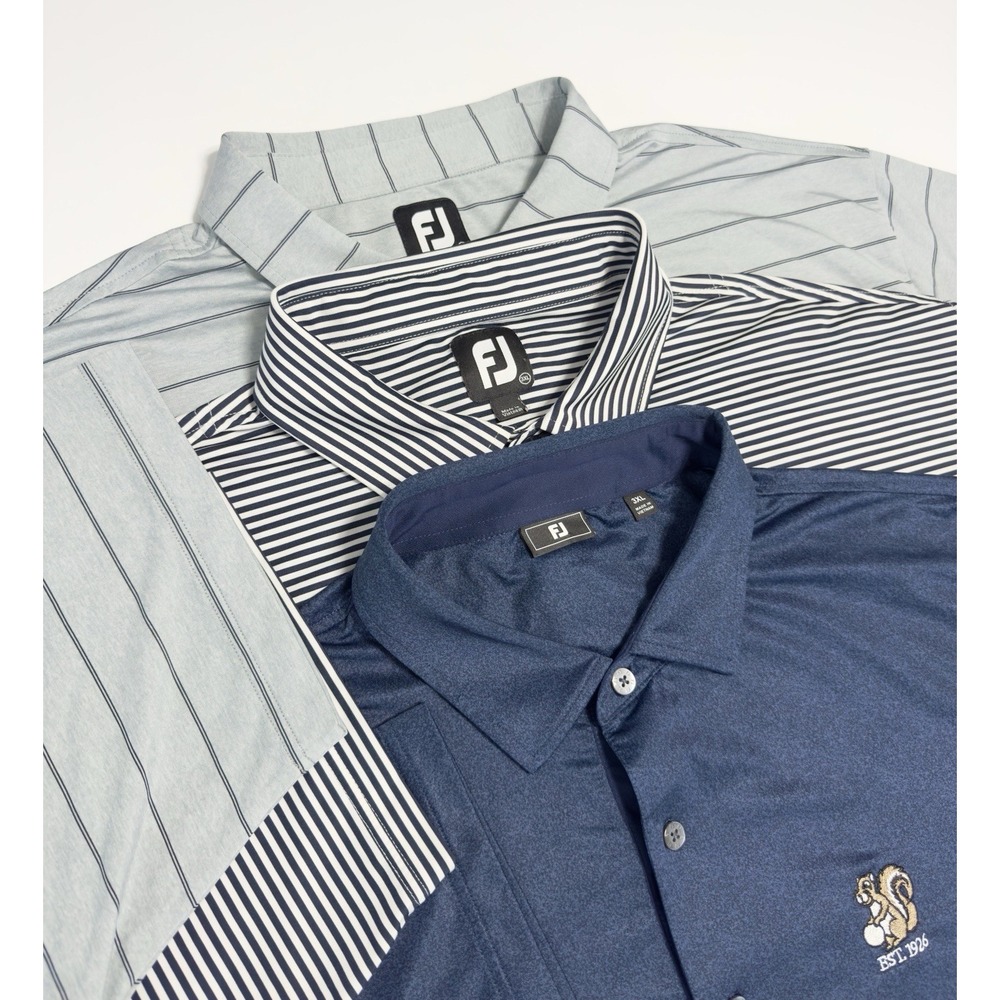 Lot of 3 FootJoy FJ Mens Golf Polo Shirt 3XL Stretch Performance Striped Outdoor
